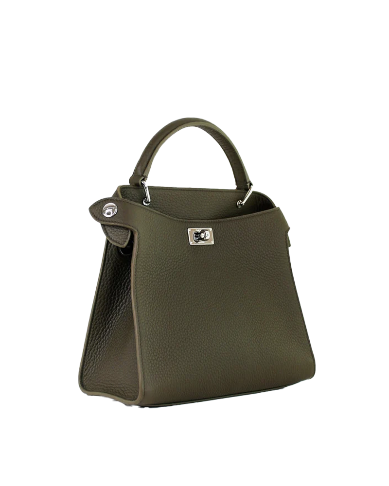 Lutece Leather PM Top Handle Bag in Khaki - Michino Paris
