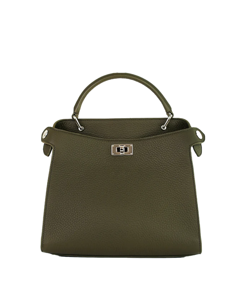 Lutece Leather PM Top Handle Bag in Khaki - Michino Paris