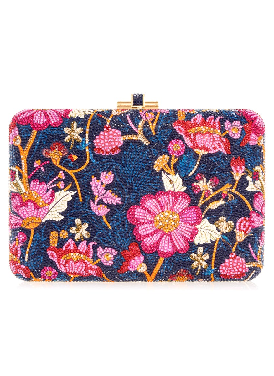 Brocade Slim Slide Crystal Clutch