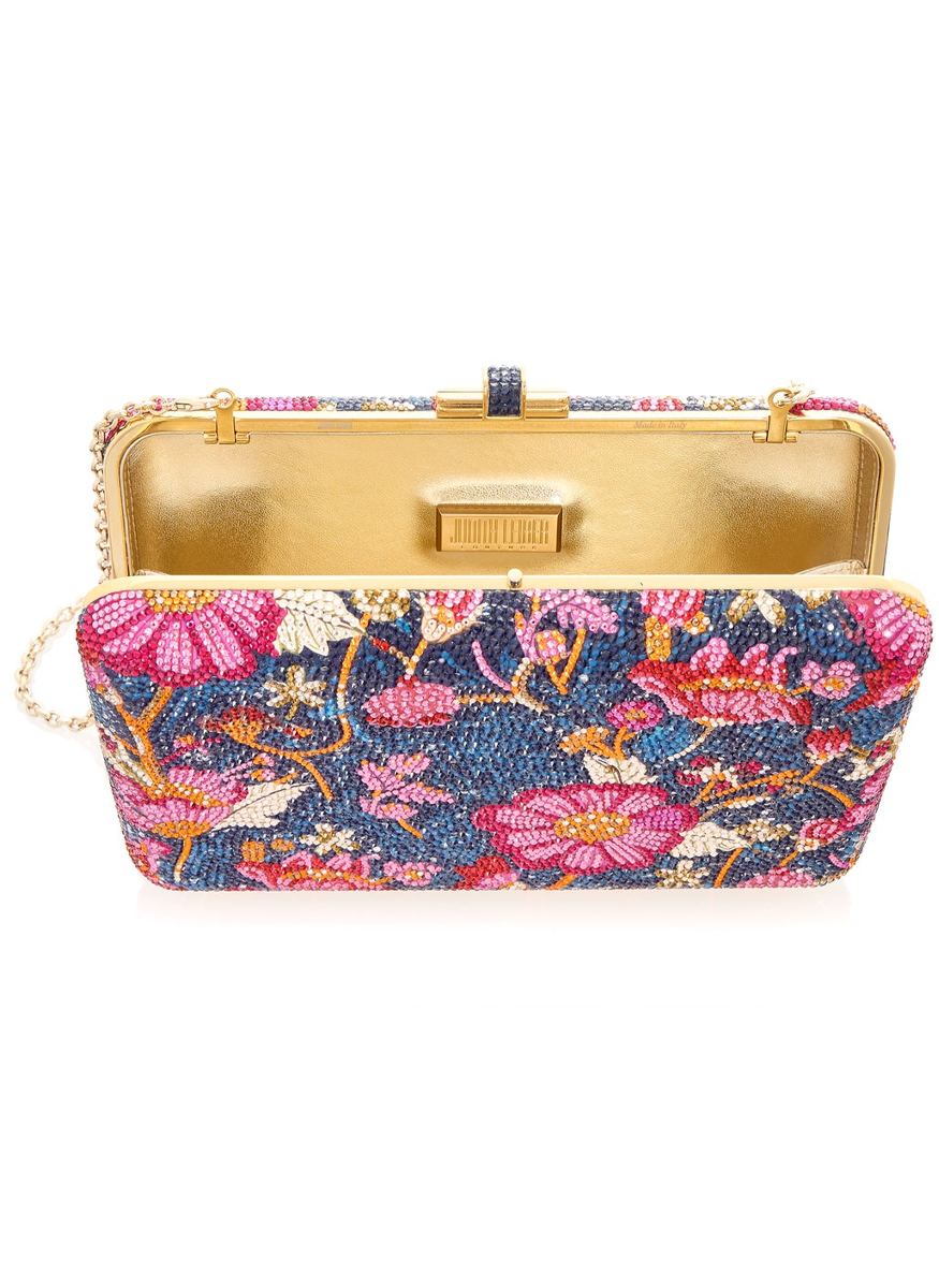 Brocade Slim Slide Crystal Clutch