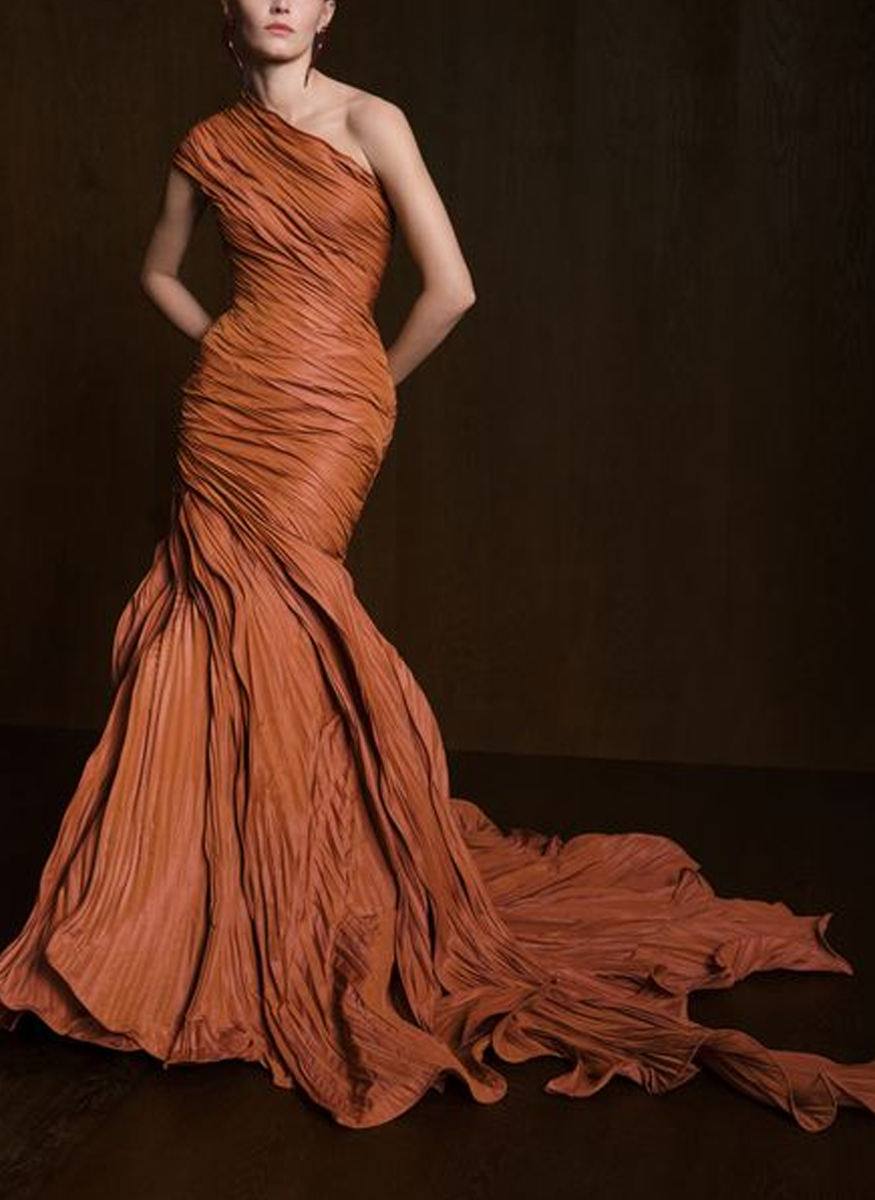 One Shoulder Draped Mermaid Gown - Marmar Halim