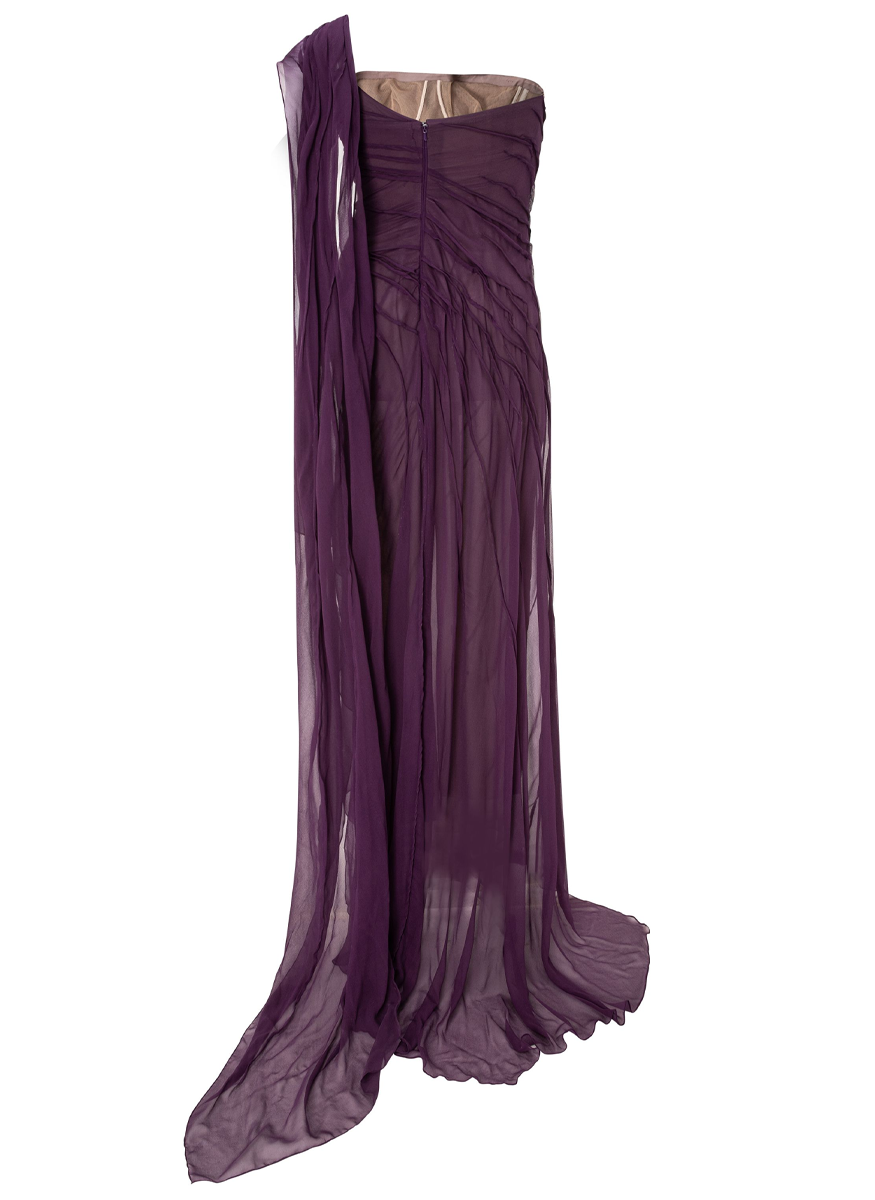 Chiffon Draped One Shoulder Gown - Marmar Halim
