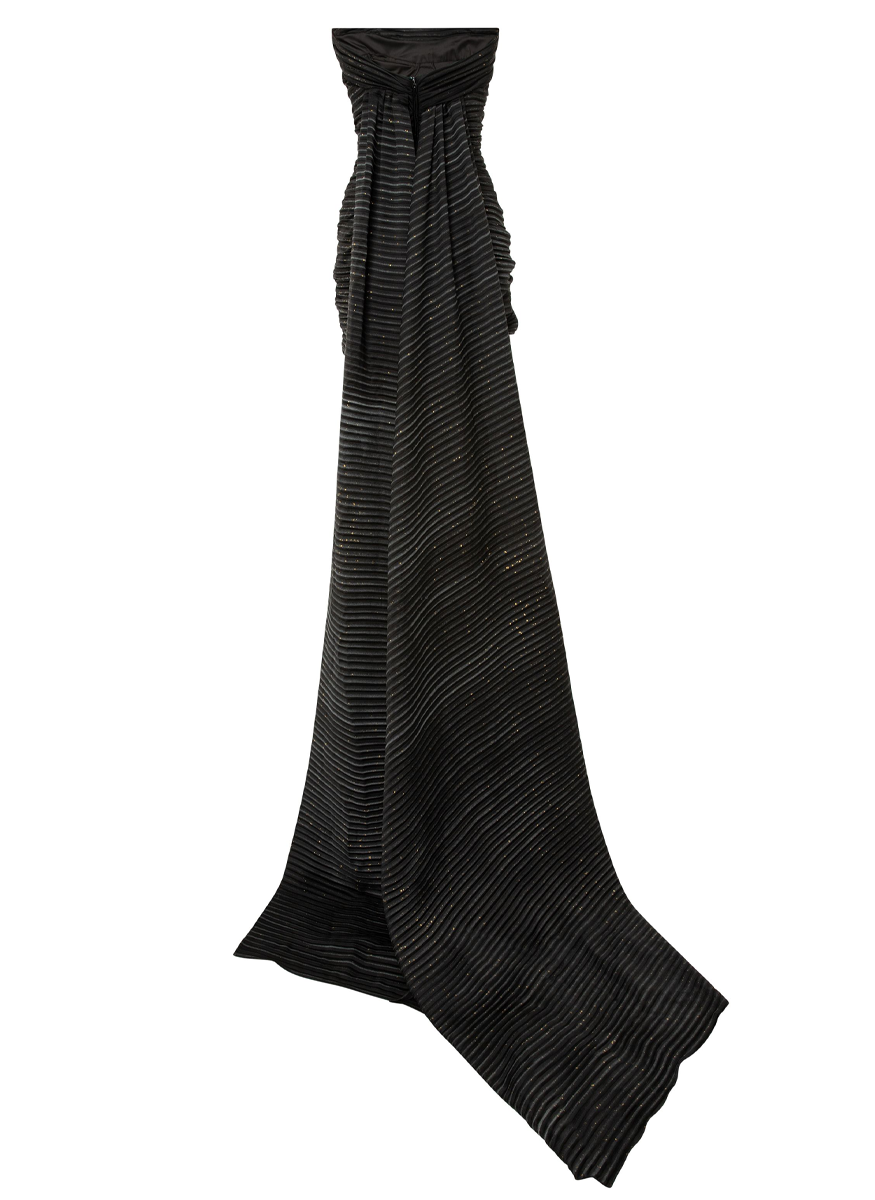 Strapless Gown with Hand Painted Metallic Detail - Marmar Halim