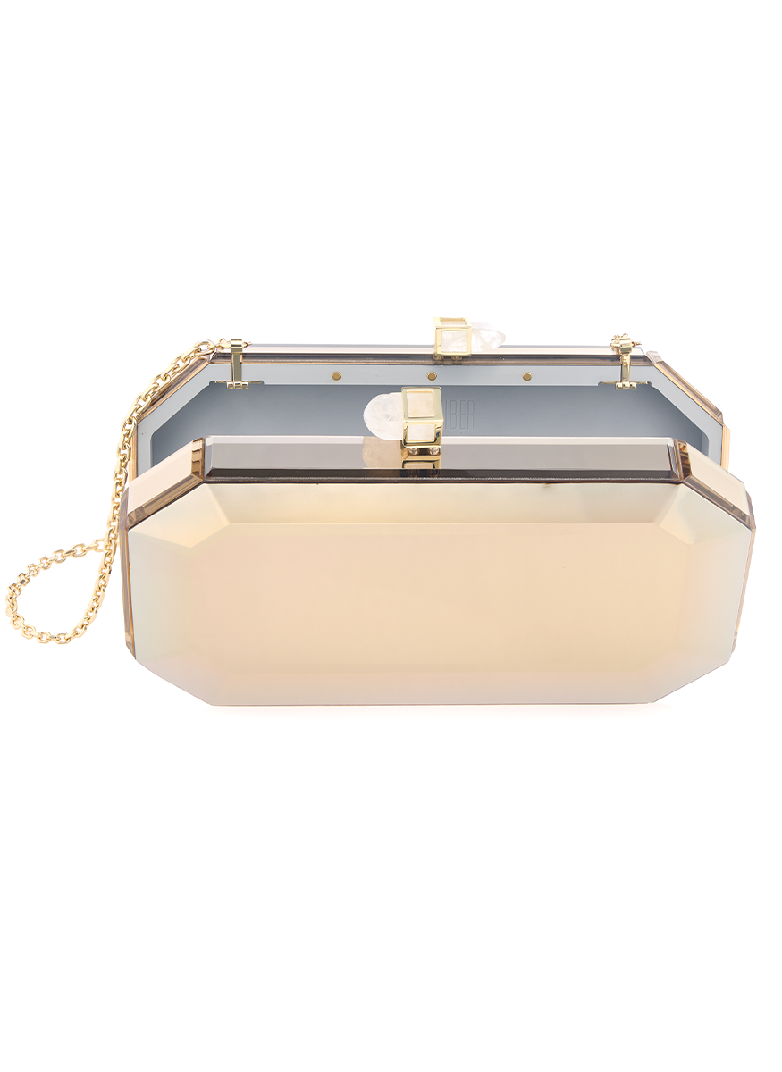 Faye Reflection Clutch in Champagne - Judith Leiber Couture
