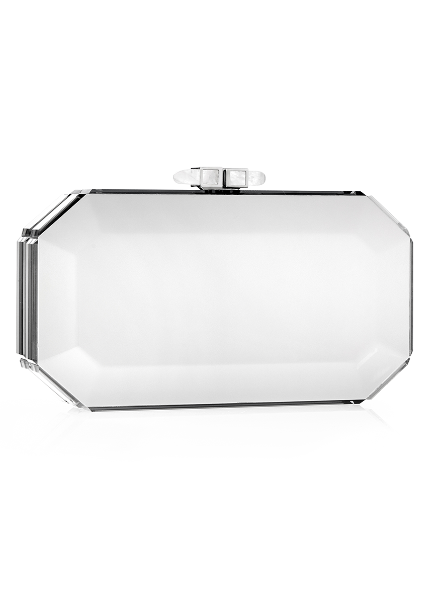Faye Reflection Clutch in Silver - Judith Leiber Couture