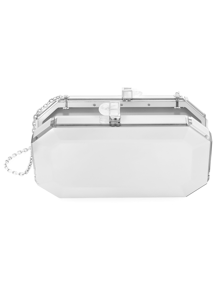 Faye Reflection Clutch in Silver - Judith Leiber Couture