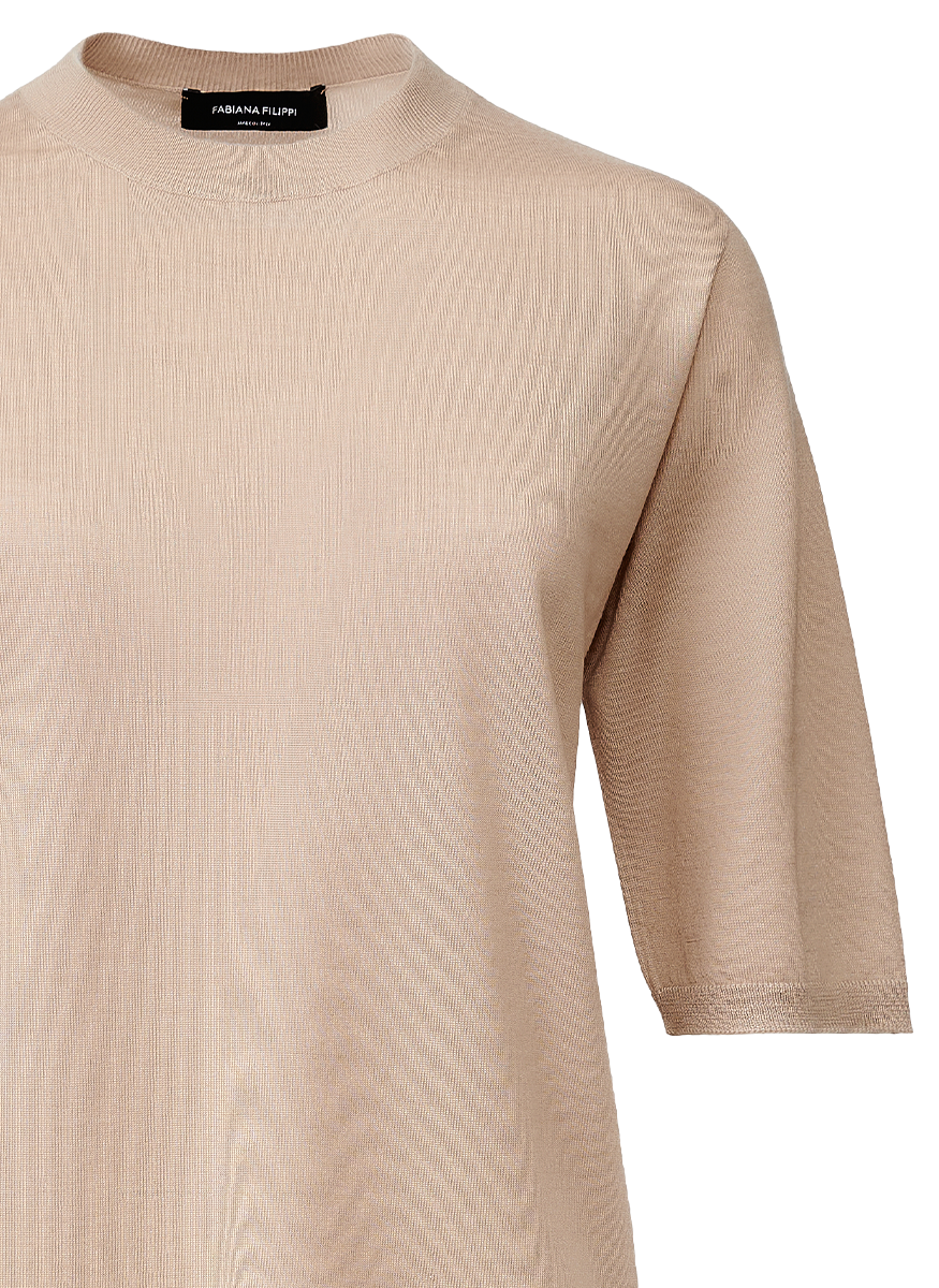 Cashmere Silk Short Sleeve Sweater - Fabiana Filippi