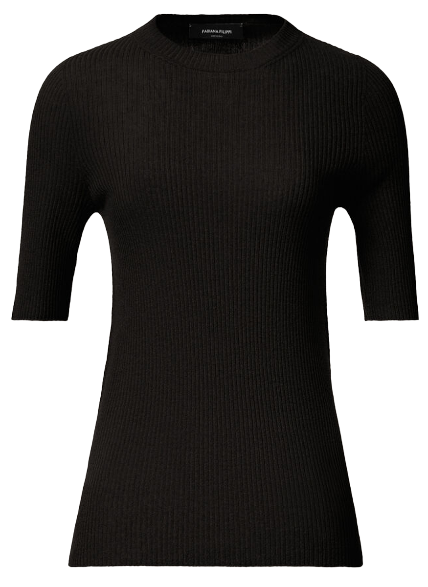 Platinum Ribbed Short Sleeve Sweater