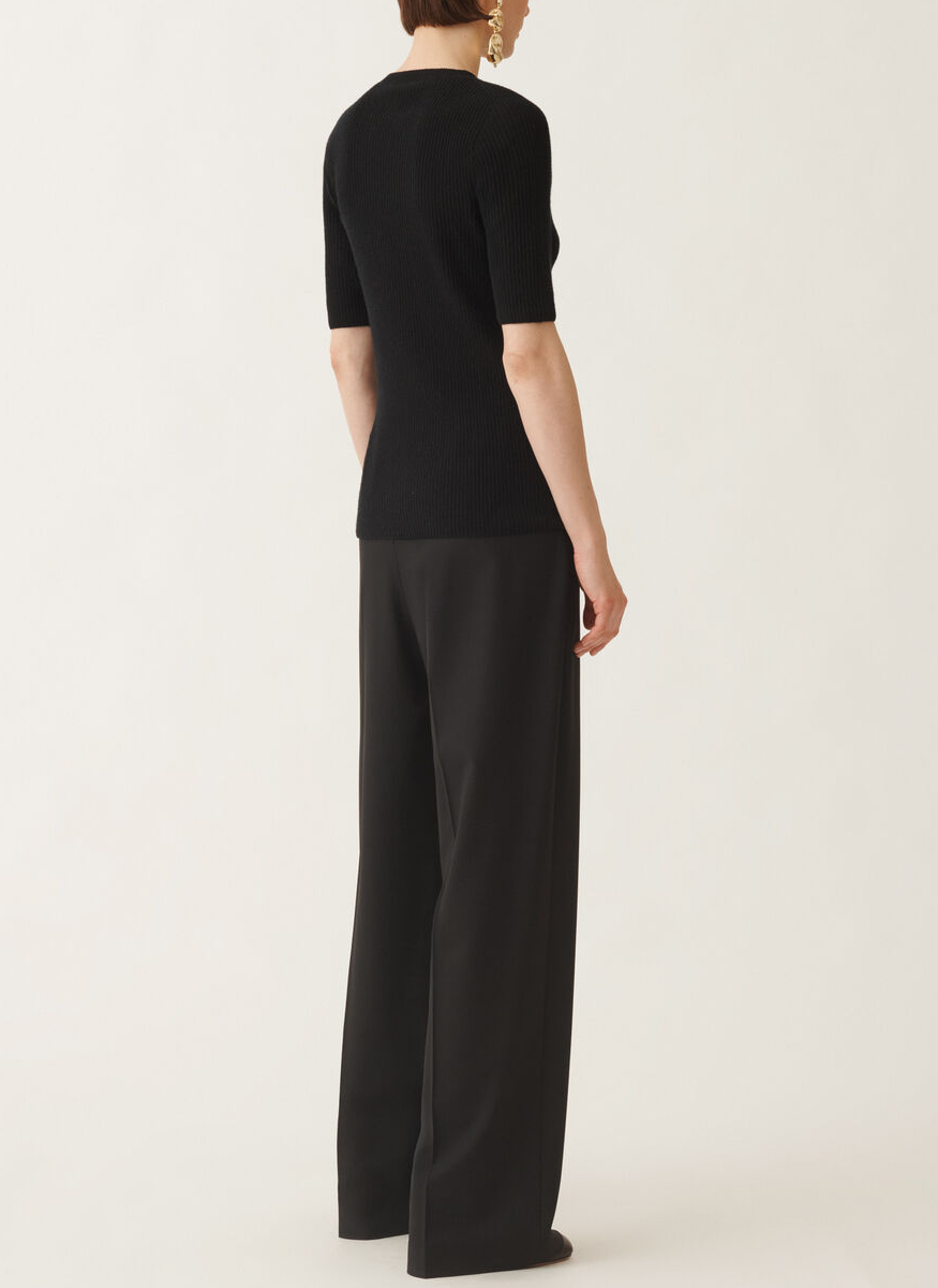 Platinum Ribbed Short Sleeve Sweater - Fabiana Filippi