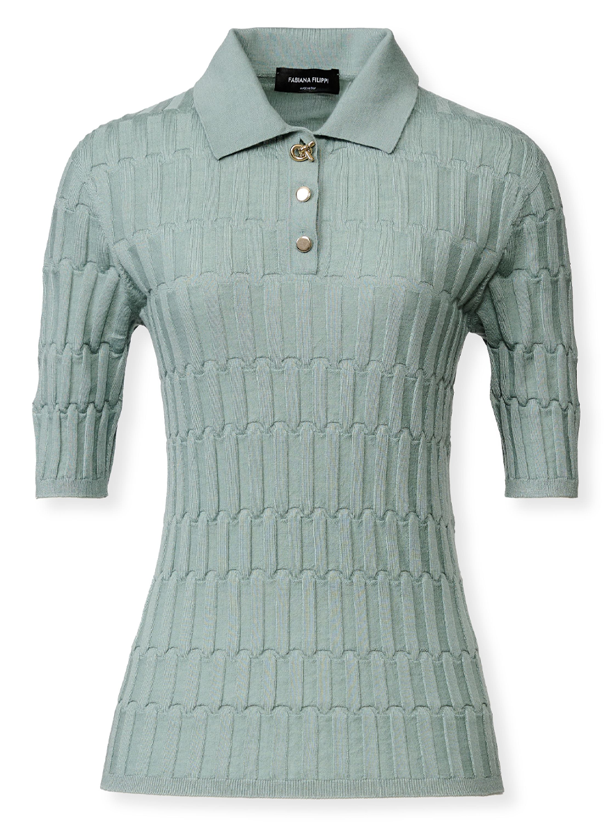 Cashmere Silk Short Sleeve Polo - Fabiana Filippi