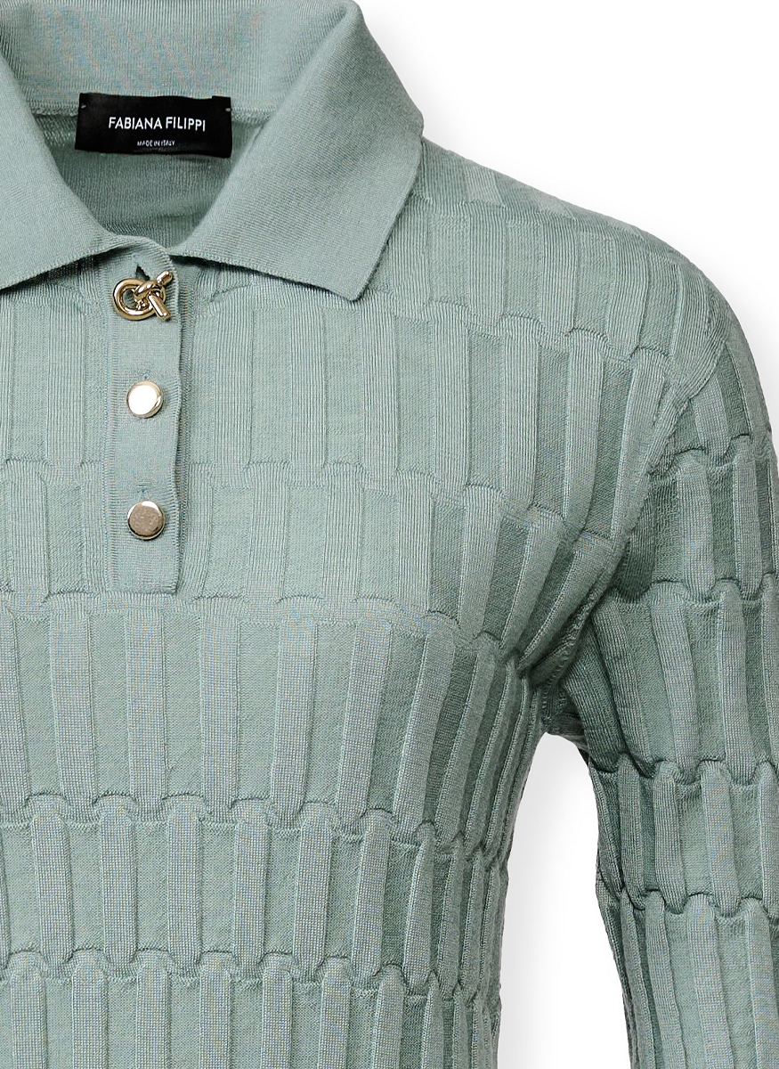 Cashmere Silk Short Sleeve Polo - Fabiana Filippi