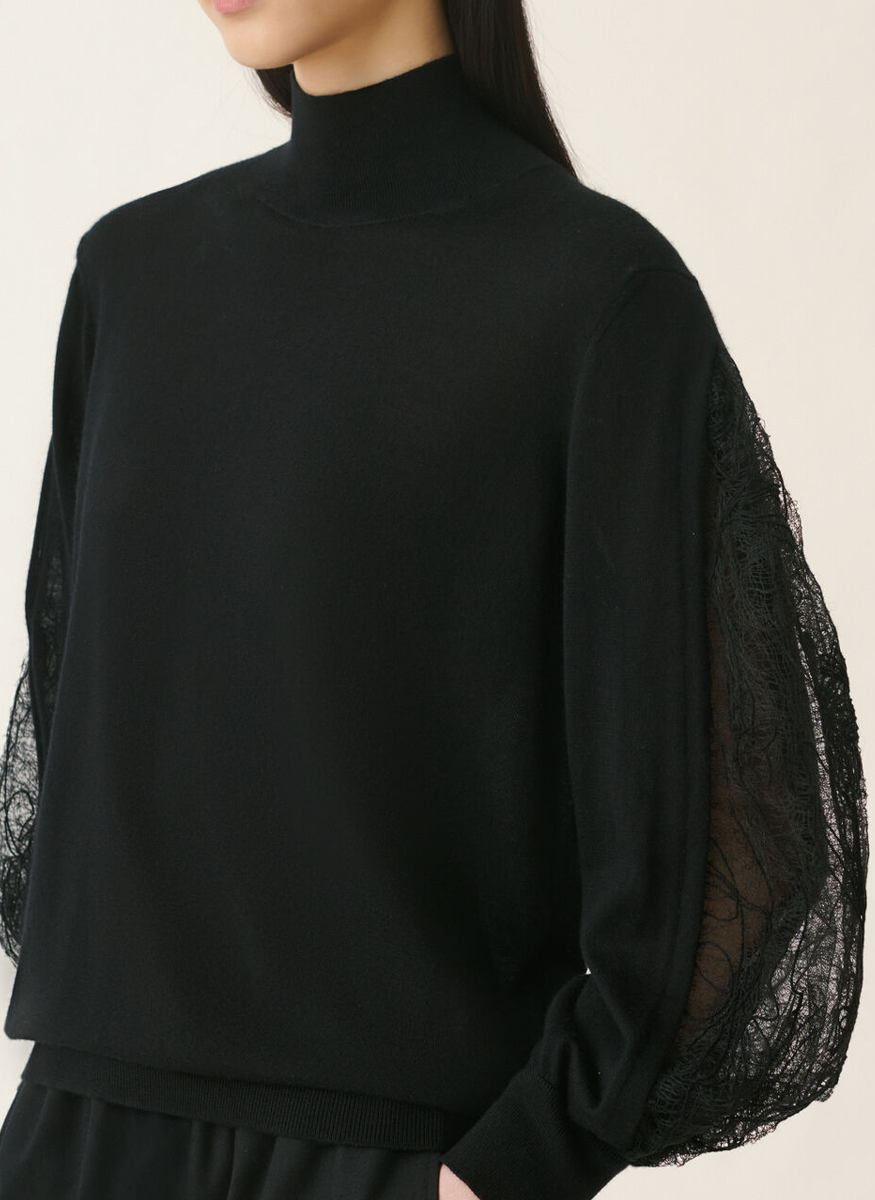 Cashmere Silk Mock Collar Sweater - Fabiana Filippi