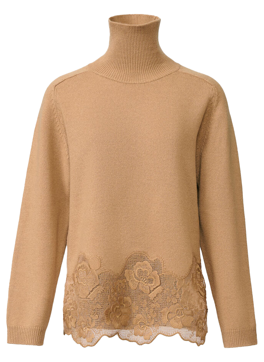 Platinum Sweater with Lace Hem - Fabiana Filippi