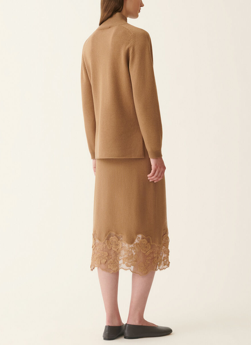 Platinum Sweater with Lace Hem - Fabiana Filippi