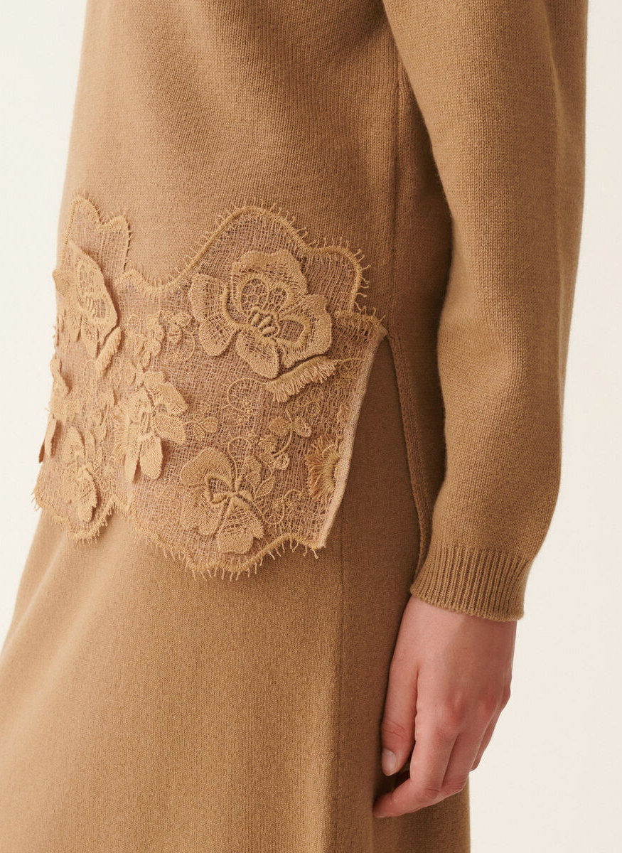 Platinum Sweater with Lace Hem - Fabiana Filippi