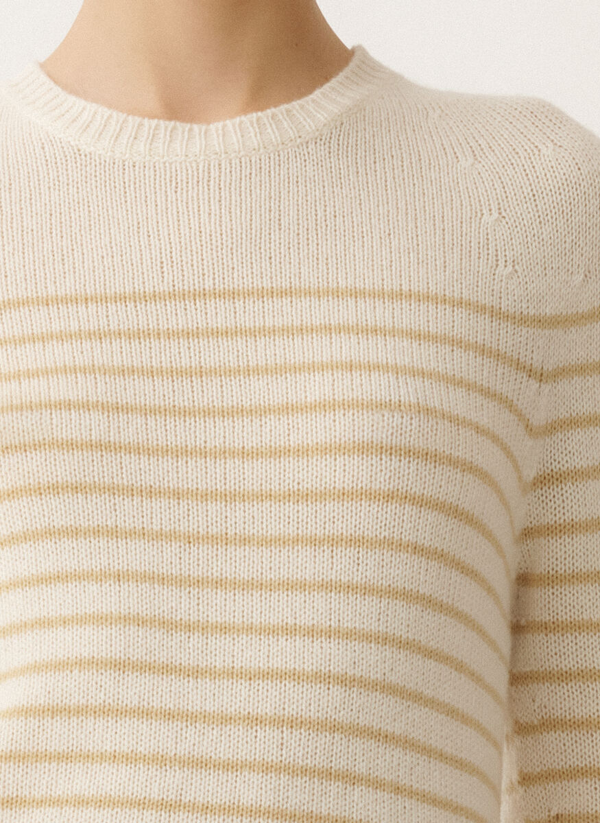 Striped Cashmere Gauze Crewneck - Fabiana Filippi