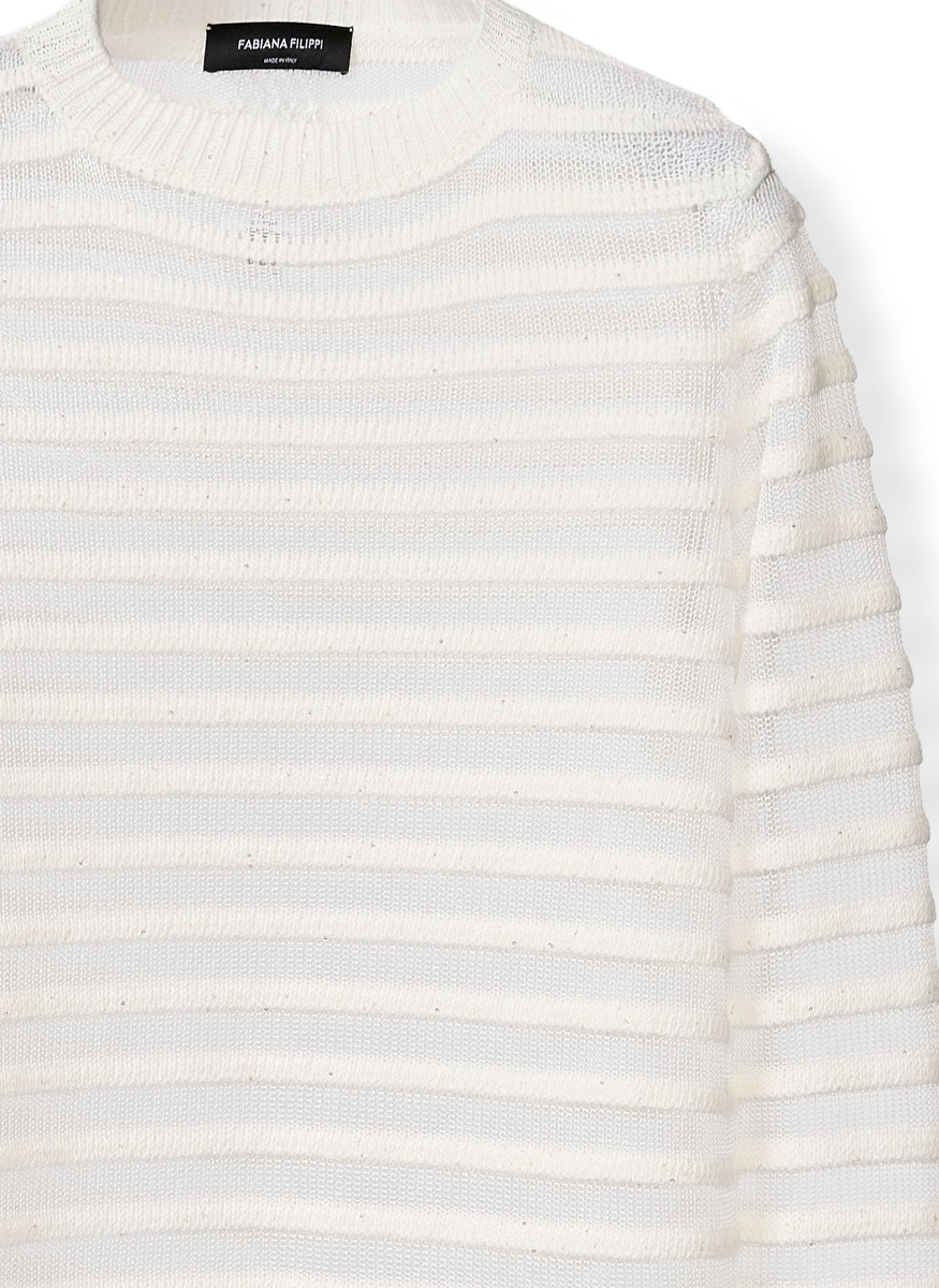 Sequin Cotton Linen Boatneck Sweater - Fabiana Filippi