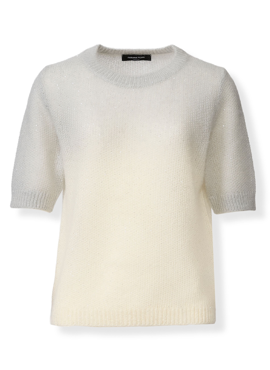 Micro Sequin Mohair Short Sleeve Sweater