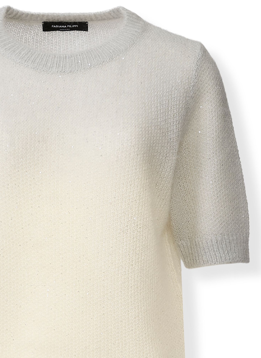 Micro Sequin Mohair Short Sleeve Sweater - Fabiana Filippi