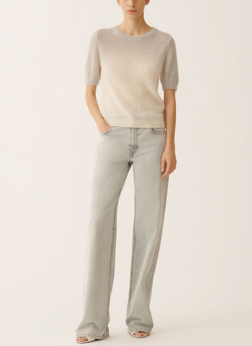 Micro Sequin Mohair Short Sleeve Sweater