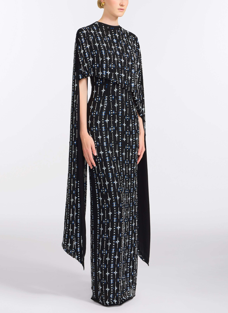 Goldie Beaded Cape and Silk Gown - Markarian