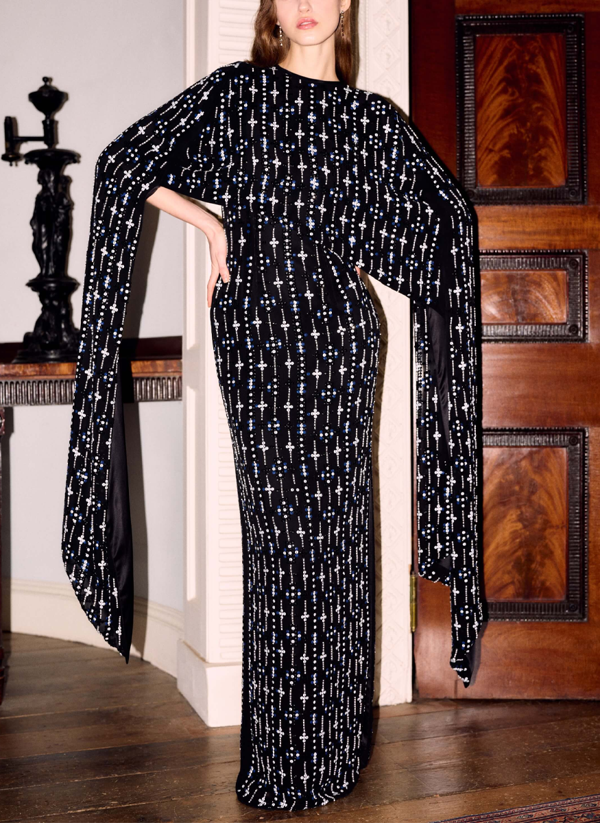 Goldie Beaded Cape and Silk Gown - Markarian