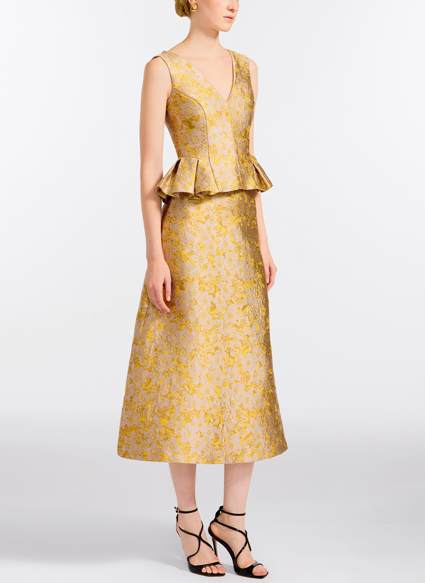 Jasminium V-Neck Pleated Peplum Top - Markarian