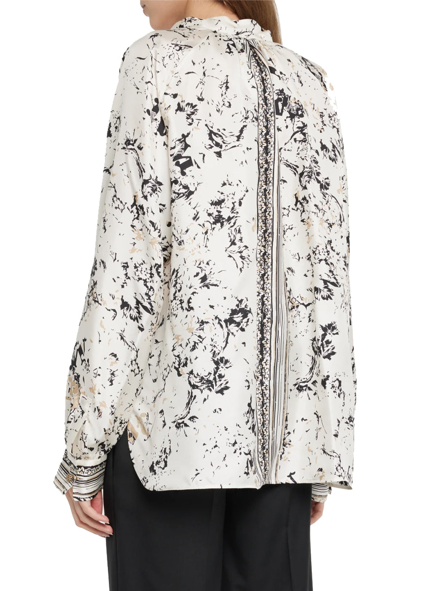 Ardenne Floral Print Silk Twill Blouse in Ivory - Max Mara