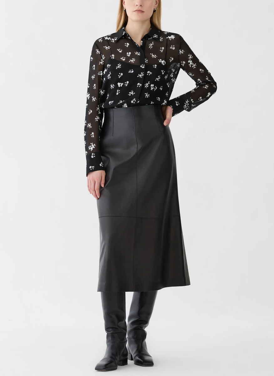 Ditsy Floral Print Silk Georgette Embellished Blouse - Lafayette 148 New York