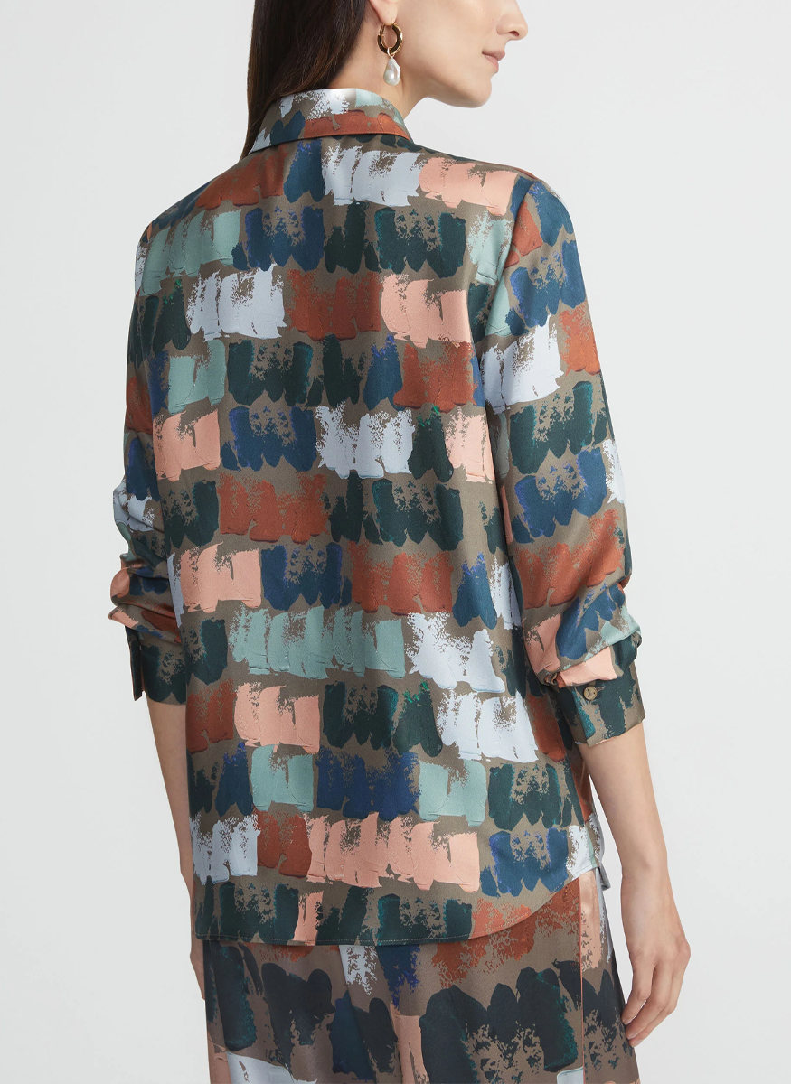 Scottie Blouse in Concrete Multi - Lafayette 148 New York