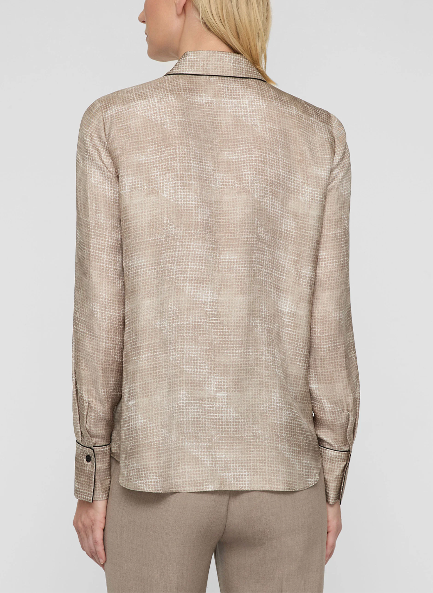 Scottie Blouse in Diffused Houndstooth Print Silk Twill - Lafayette 148 New York