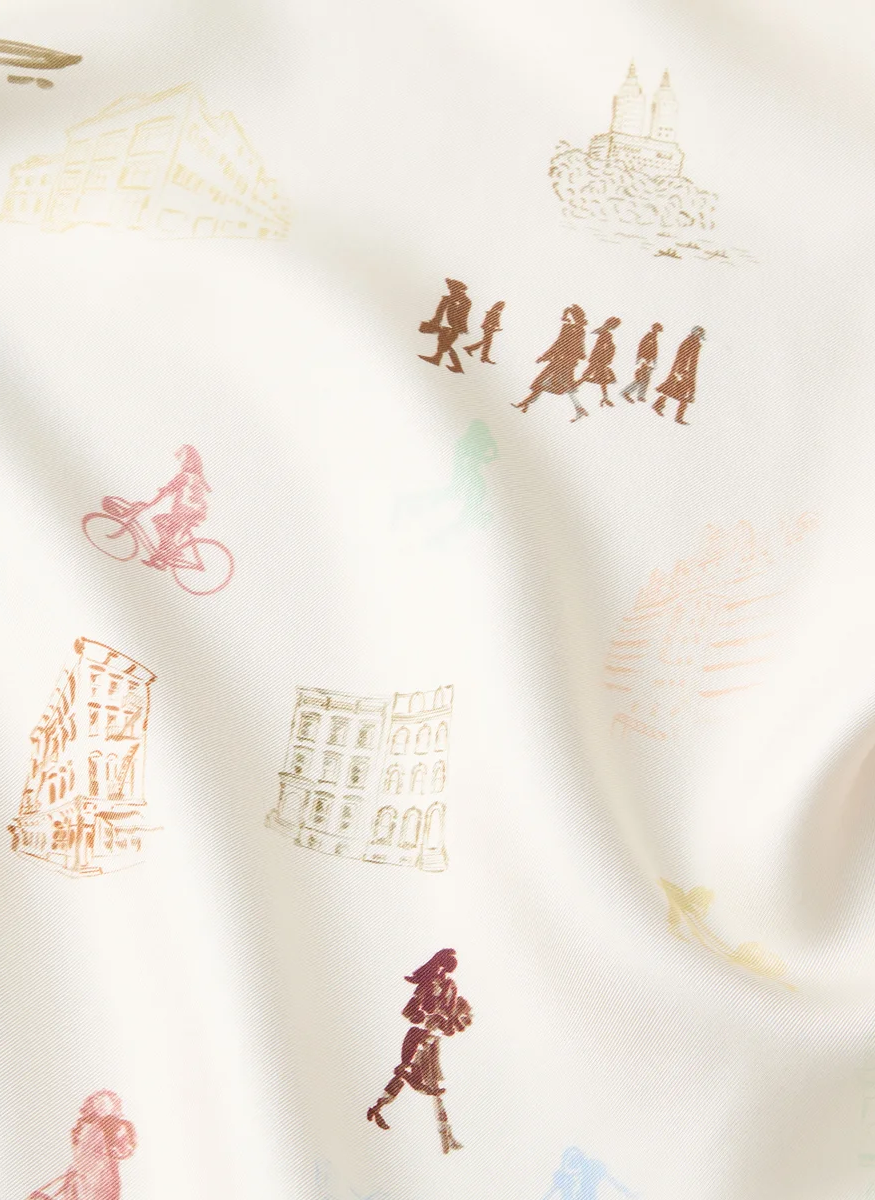 Manhattan Print Silk Twill Button Blouse - Lafayette 148 New York