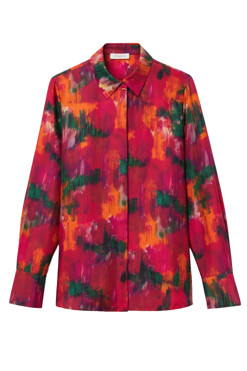 Blossom Print Silk Button Blouse