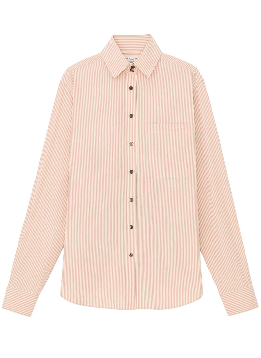 High Collar Pocket Shirt in Blush Peach