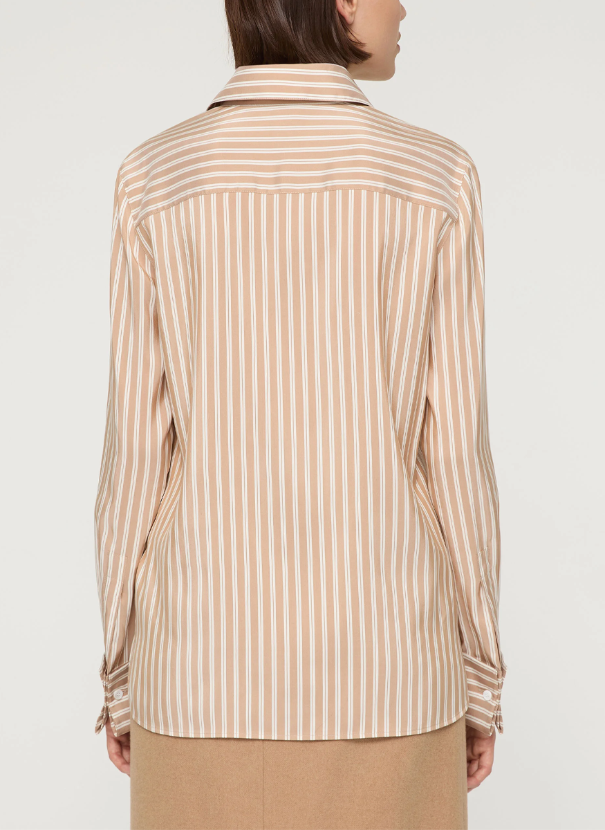 Striped Silk French Cuff Blouse - Lafayette 148 New York