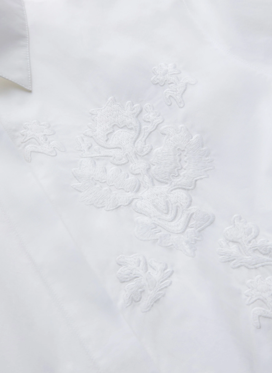 Baroque Embroidered Button Down Blouse - Lafayette 148 New York