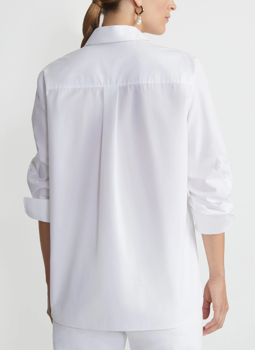 Baroque Embroidered Button Down Blouse - Lafayette 148 New York