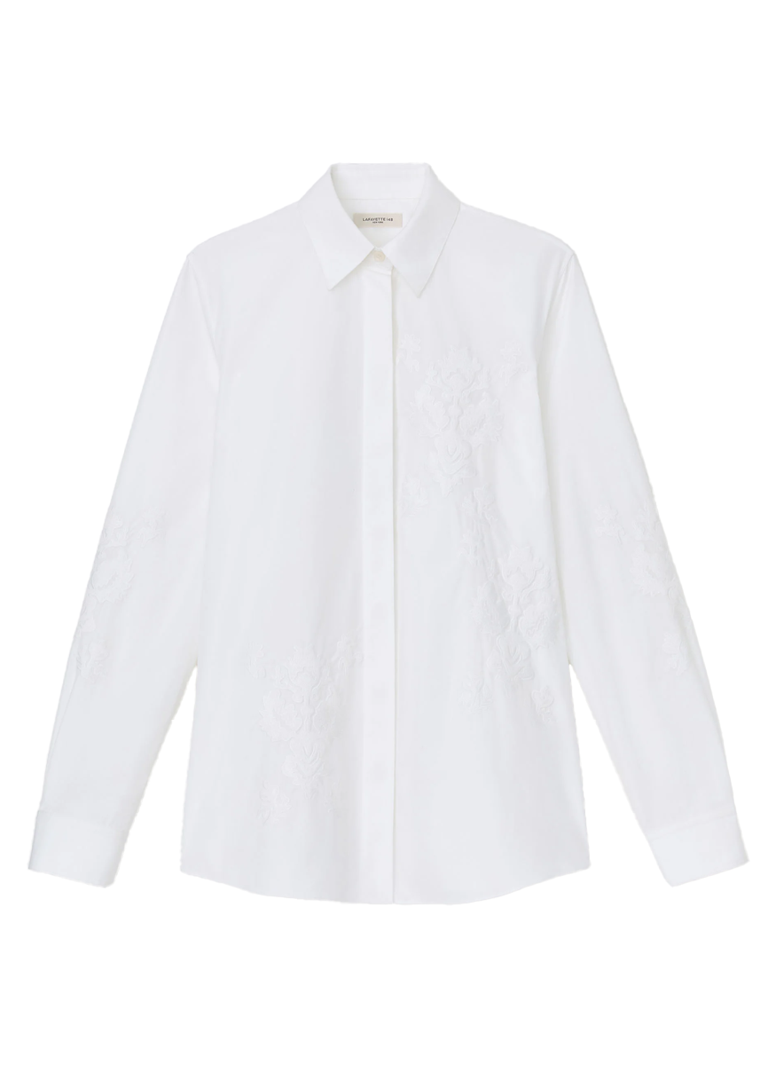 Baroque Embroidered Button Down Blouse