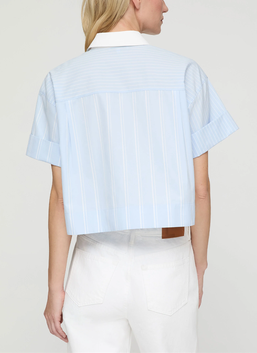 Striped Cotton Montauk Cropped Shirt - Lafayette 148 New York