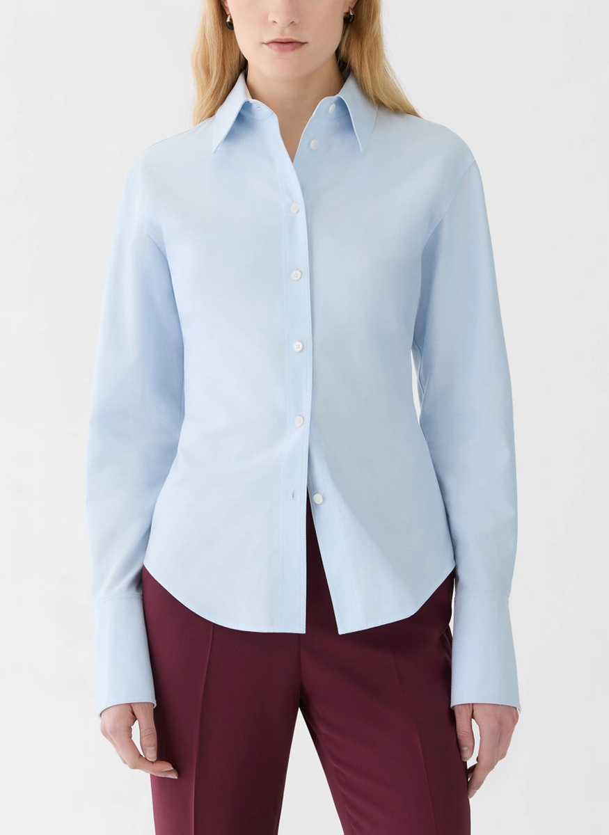 Cotton Oxford Fitted Shirt - Lafayette 148 New York