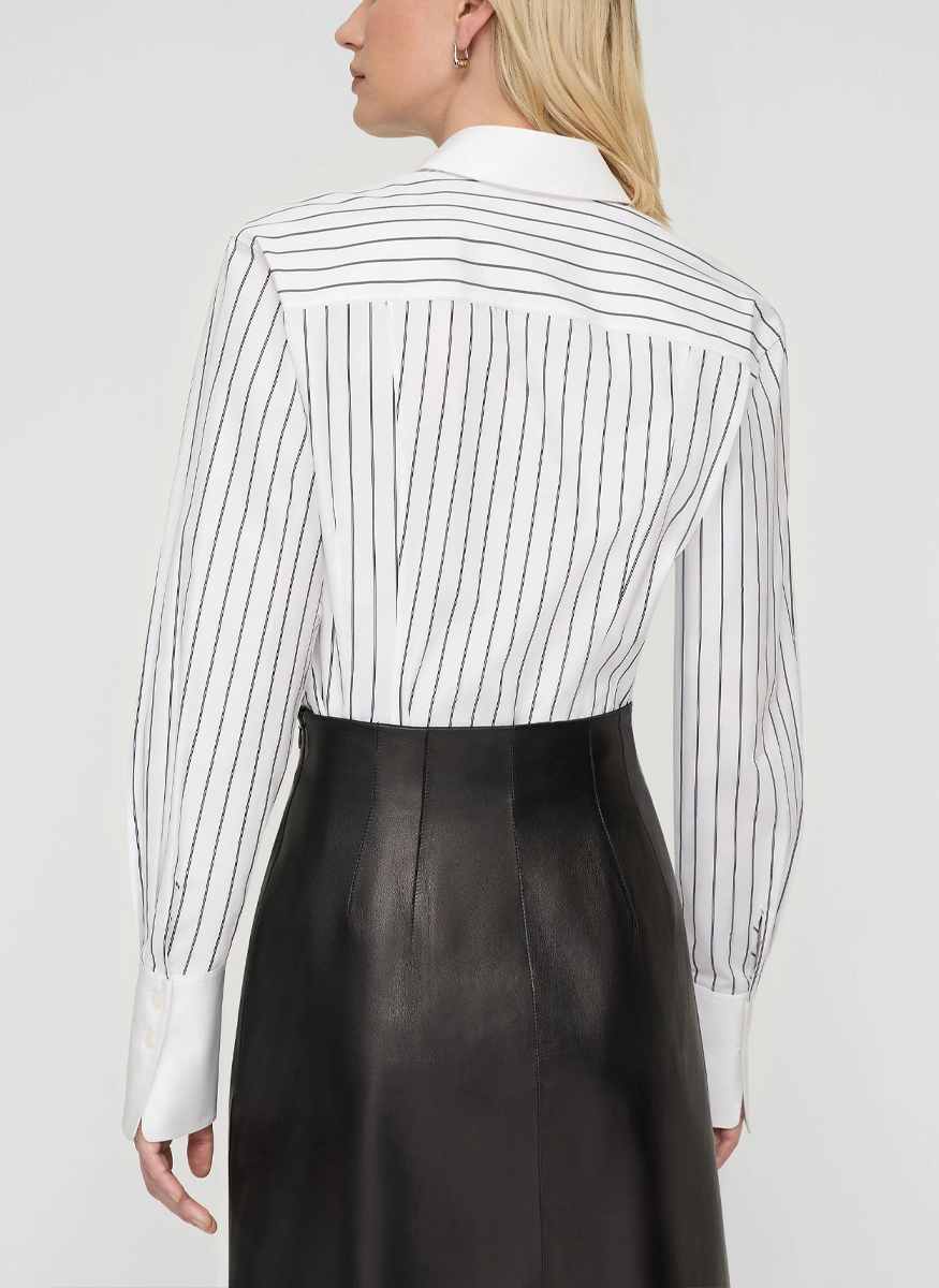Striped Cotton Poplin Fitted Shirt - Lafayette 148 New York