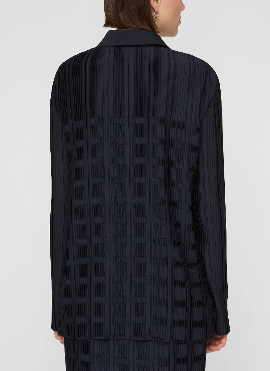 Recycled Satin Basketweave Plissé Blouse - Lafayette 148 New York