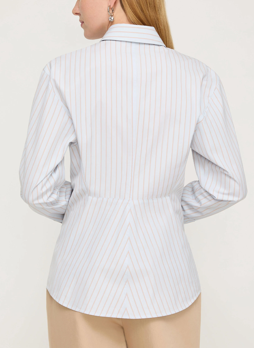 Aurora Stripe Cotton Tailored Shirt - Lafayette 148 New York