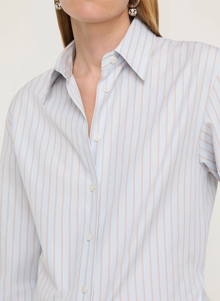 Aurora Stripe Cotton Tailored Shirt - Lafayette 148 New York