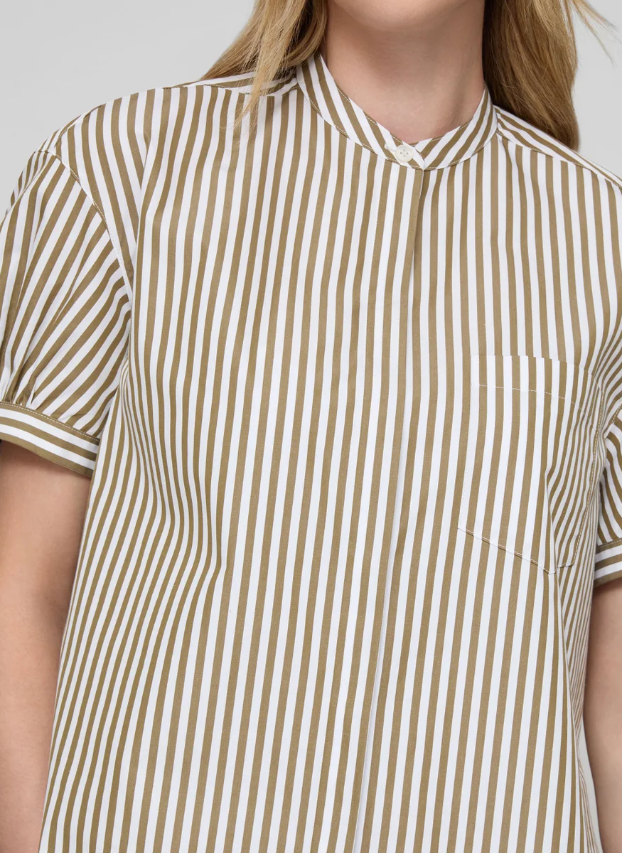 Striped Cotton Puff Sleeve Oversized Shirt - Lafayette 148 New York