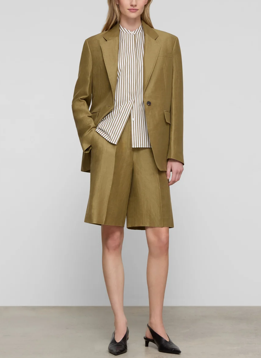 Striped Cotton Puff Sleeve Oversized Shirt