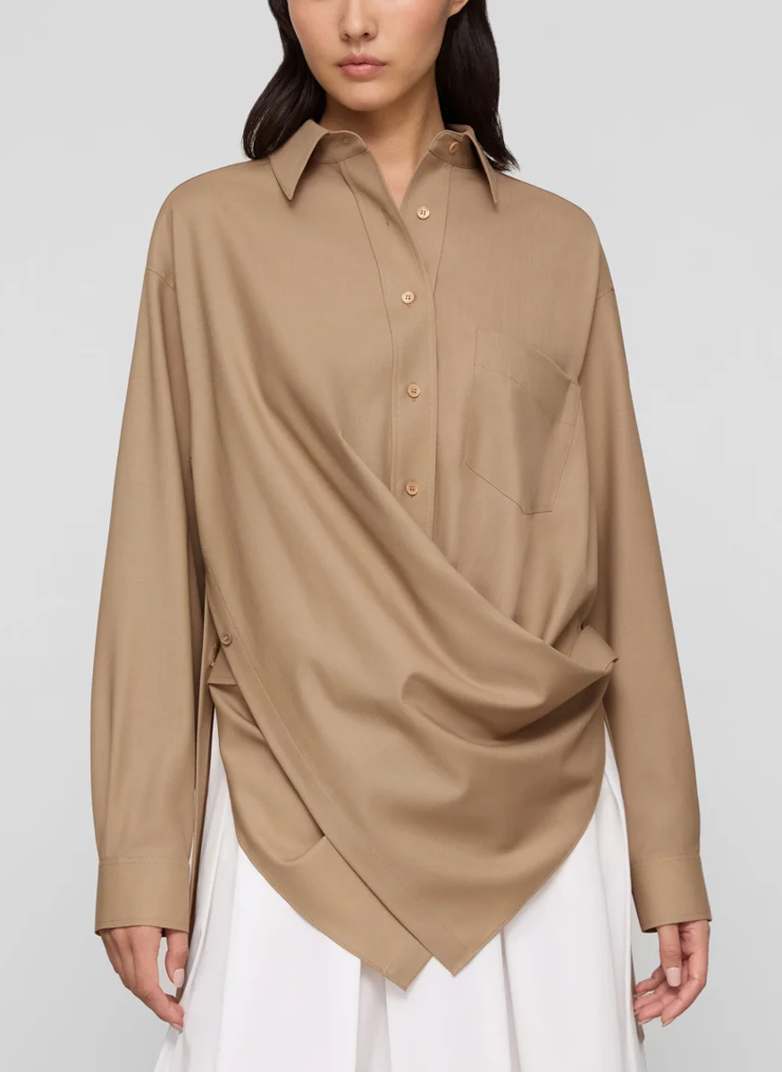 Tropical Wool Convertible Wrap Blouse - Lafayette 148 New York