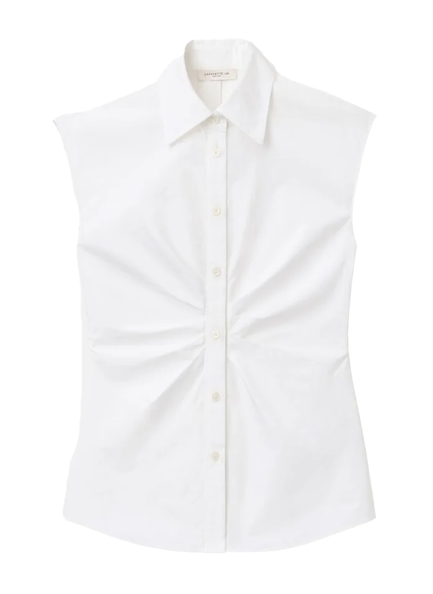 Organic Cotton Poplin Pleated Waist Shirt