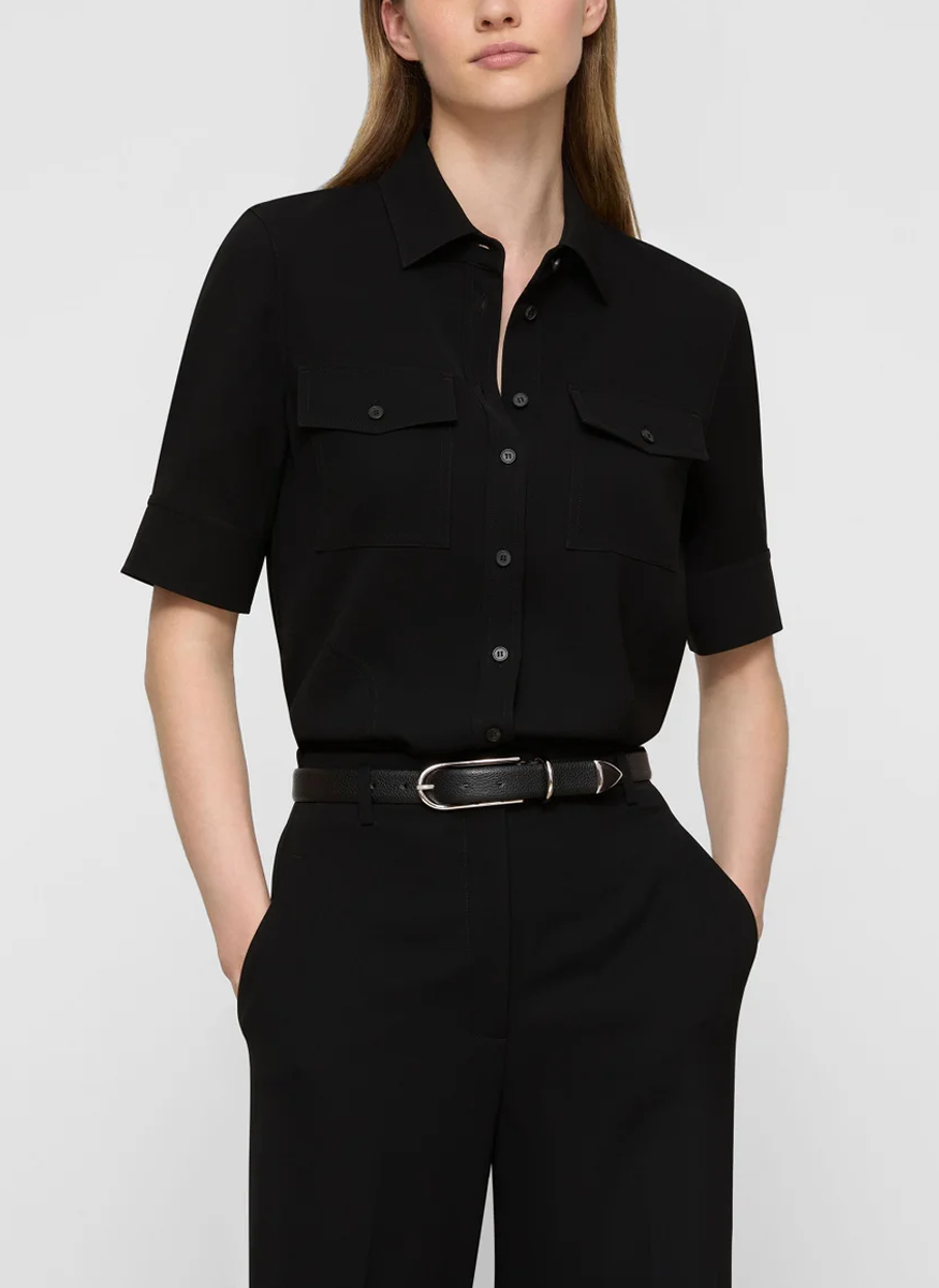 Responsible Finesse Crepe Patch Pocket Blouse - Lafayette 148 New York