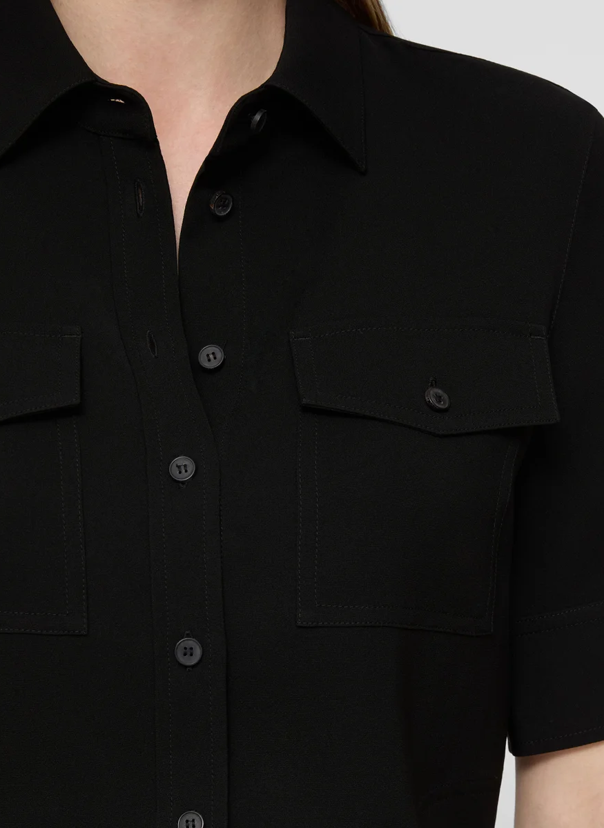 Responsible Finesse Crepe Patch Pocket Blouse - Lafayette 148 New York